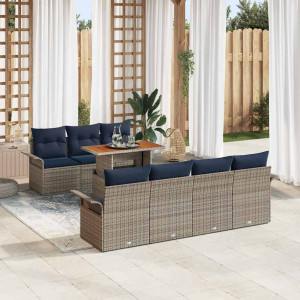 vidaXL Hagesofa Set med lagring 8 pcs Grå Poly rattan
