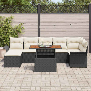 vidaXL Hagesofa Set 8 stk. Svart Poly rattan