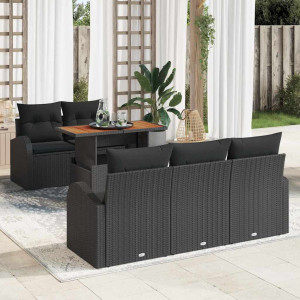 vidaXL Hagesofa Set 6 stk. Svart Poly rattan