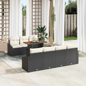 vidaXL Hagesofa Set 8 stk. Svart Poly rattan