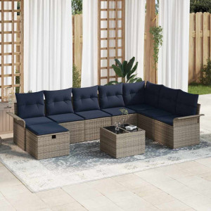 vidaXL Hagesofa Set 9 stk. Poly rattan