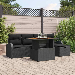 vidaXL Hagesofa Set 6 stk. Svart polyrotting