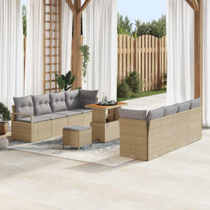 vidaXL Hagesofa Set 11 stk. Beige polyrotting