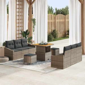 vidaXL Hagesofa Set 9 stk. Grå polyrotting