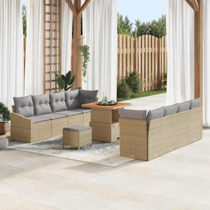 vidaXL Hagesofa Set 11 stk. Beige polyrotting