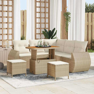 vidaXL Hagesofa Set 8 stk. 7-Antall seter Beige og krem polyrotting