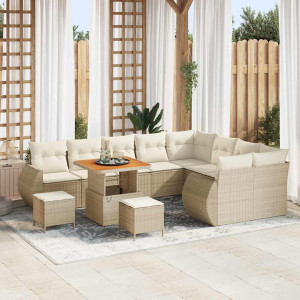 vidaXL Hagesofa Set 12 stk. 12-Antall seter Beige og krem Poly Rattan