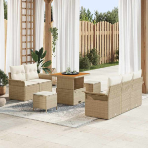 vidaXL Hagesofa Set 8 stk. 7-Antall seter Beige og krem