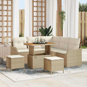 vidaXL Hagesofa Set 8 stk. 7-Antall seter Beige og krem