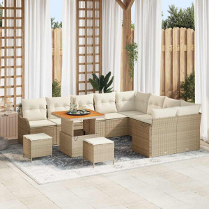 vidaXL Hagesofa Set 12 stk. 11-Antall seter Beige og krem