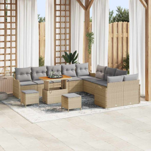 vidaXL Hagesofa Set 13 stk. 12-Antall seter Beige og lys grå