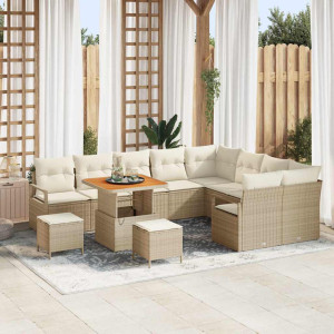 vidaXL Hagesofa Set 12 stk. 11-Antall seter Beige og krem