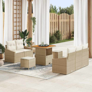 vidaXL Hagesofa Set 8 stk. 7-Antall seter Beige og krem