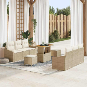 vidaXL Hagesofa Set 9 stk. 8-Antall seter Beige og krem