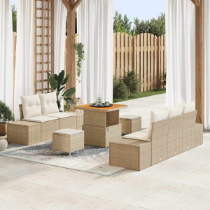 vidaXL Hagesofa Set 8 stk. 7-Antall seter Beige Poly rattan