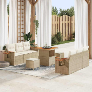 vidaXL Hagesofa Set 11 stk. 8-Antall seter Beige og krem polyrotting