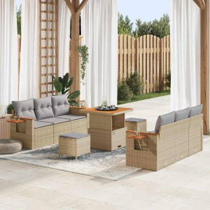 vidaXL Hagesofa Set 11 stk. 8-Antall seter Beige og lys grå