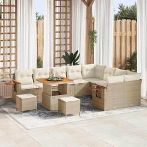vidaXL Hagesofa Set 13 stk. 9-Antall seter Beige og krem polyrotting