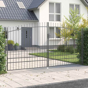 vidaXL Dobbeltport WOERDEN 400 x 249,5 cm Stål Grå Låsbar