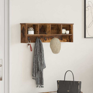 vidaXL Vegghengt kleshenger Veggmontert Røkt eik 75 x 16 x 26 cm