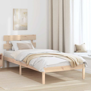 vidaXL Sengestamme med hodegjerde Brun 75 x 190 cm Massivt furutre