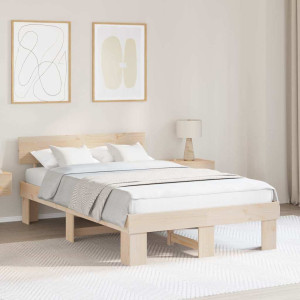 vidaXL Sengestamme med hodegjerde Naturlig 140 x 190 cm Massiv furu