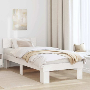 vidaXL Sengestamme med hodegjerde Hvit 100 x 200 cm Massiv furu