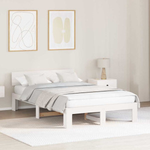 vidaXL Sengestamme med hodegjerde Hvit 120 x 190 cm Massiv furu