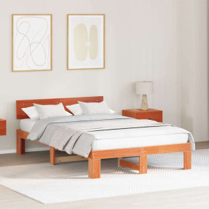vidaXL Sengestamme med hodegjerde Vokset Brun 120 x 190 cm Massiv furu