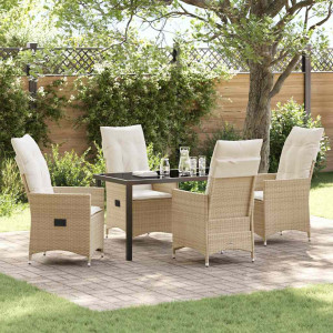 vidaXL Hage Spisegruppe 5 stk. Beige polyrotting