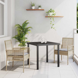 vidaXL Hage Spisegruppe 3 stk. Beige polyrotting