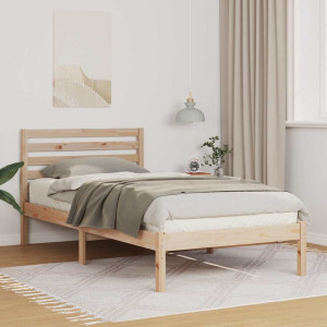 vidaXL Sengestamme med hodegjerde Brun 90 x 200 cm Massiv furu