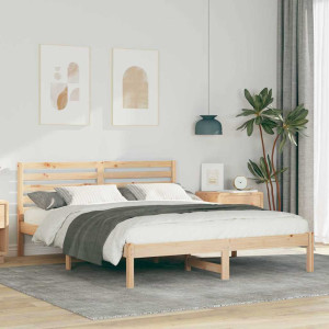 vidaXL Sengestamme med hodegjerde Brun 160 x 200 cm Massiv furu