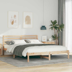 vidaXL Sengestamme med hodegjerde Brun 160 x 220 cm Massiv furu