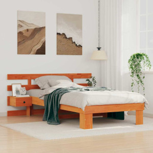 vidaXL Sengestamme med hodegjerde Vokset Brun 90 x 190 cm Massiv furu