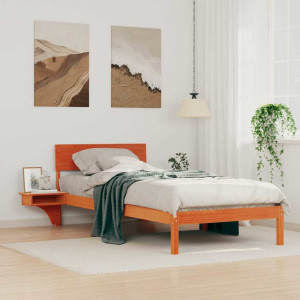 vidaXL Sengestamme med hodegjerde Vokset Brun 90 x 200 cm Massiv furu
