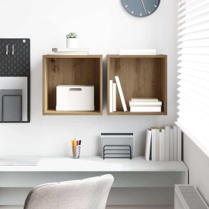 vidaXL Veggskap Veggmontert 2 stk. Artisan Eik 37 x 37 x 37 cm