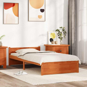 vidaXL Sengestamme Vokset Brun 195,5 x 95,5 x 51 cm Massiv furu