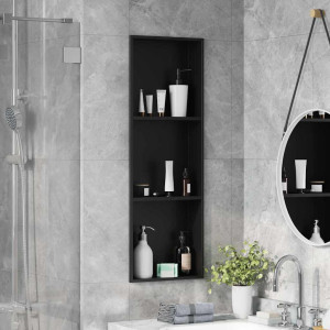 vidaXL Dusjniche Svart 92 x 32 x 10 cm Rustfritt Stål