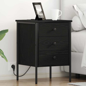 vidaXL Nattbordskap 2 stk. Svart Eik 42 x 41 x 61 cm Konstruert tre
