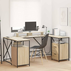 vidaXL Skrivebord Sonoma eik Konstruert tre 182 x 101 x 87,5 cm