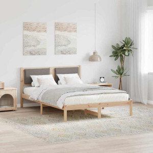 vidaXL Sengestamme med hodegjerde Gråbrun 160 x 200 cm Massiv furu