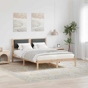 vidaXL Sengestamme med hodegjerde Mørkegrå 150 x 200 cm Massiv furu