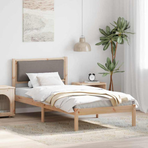 vidaXL Sengestamme med hodegjerde Gråbrun 90 x 190 cm Massiv furu