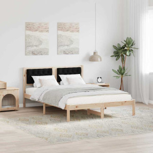 vidaXL Sengestamme med hodegjerde Svart 150 x 200 cm Massiv furu