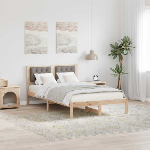 vidaXL Sengestamme med hodegjerde Gråbrun 120 x 200 cm Massiv furu