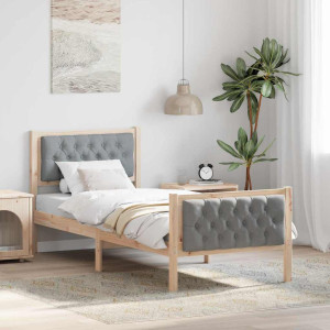 vidaXL Sengestamme med hodegjerde Lysegrå 80 x 200 cm Massiv furu