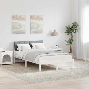 vidaXL Sengestamme Hvit og lysegrå 120 x 190 cm Heltre furu