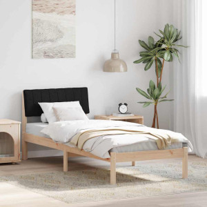 vidaXL Sengestamme Brunt og svart 75 x 190 cm Heltre furu