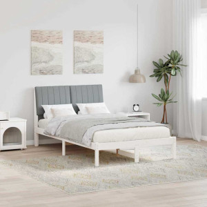 vidaXL Sengestamme med hodegjerde Hvit 120 x 190 cm Massiv furu